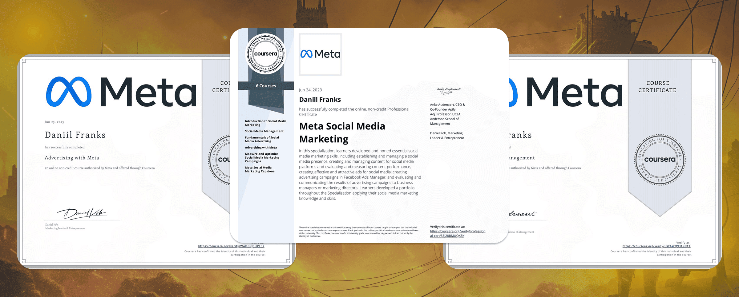 Получил сертификат по Meta Social Media Marketing
